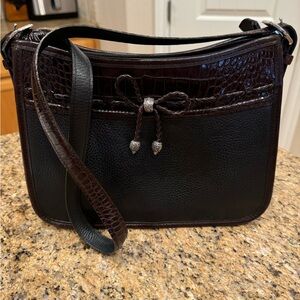 Brighton Emma Bag Black Leather Purse Brown Croc - Style H3129